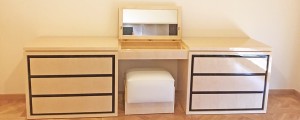 Custom made dressing table in sycamore and macassar ebony