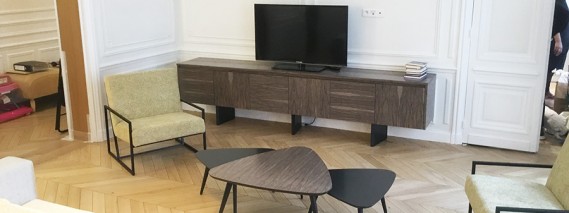 TV stand made to measure in gray frake